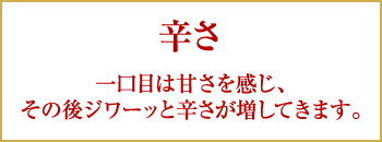 辛さ|一口目は甘さを感じ、その後ジワーッと辛さが増してきます。